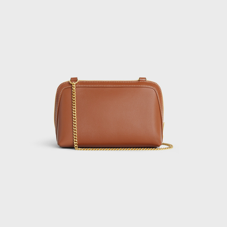 CLUTCH ON CHAIN CUIR TRIOMPHE IN SMOOTH CALFSKIN TAN - Image 4
